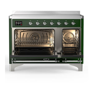 ILVE Majestic III 48-Inch Induction Range with 6 Induction Elements, 5.02 cu. ft. Oven, Emerald Green with Chrome Trim, Triple Glass Door, UMIB48NR3EGC