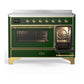 ILVE Majestic III 48-Inch Induction Range with 6 Induction Elements, 5.02 cu. ft. Oven, Emerald Green with Brass Trim, Triple Glass Door, UMIB48NR3EGG