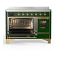 ILVE Majestic III 48-Inch Induction Range with 6 Induction Elements, 5.02 cu. ft. Oven, Emerald Green with Brass Trim, Triple Glass Door, UMIB48NR3EGG