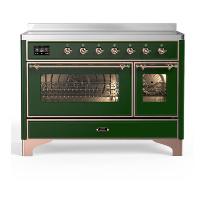 ILVE Majestic III 48-Inch Induction Range with 6 Induction Elements, 5.02 cu. ft. Oven, Emerald Green with Copper Trim, Triple Glass Door, UMIB48NR3EGP