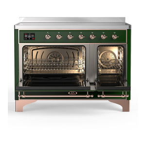ILVE Majestic III 48-Inch Induction Range with 6 Induction Elements, 5.02 cu. ft. Oven, Emerald Green with Copper Trim, Triple Glass Door, UMIB48NR3EGP