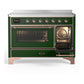 ILVE Majestic III 48-Inch Induction Range with 6 Induction Elements, 5.02 cu. ft. Oven, Emerald Green with Copper Trim, Triple Glass Door, UMIB48NR3EGP