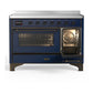 ILVE Majestic III 48-Inch Induction Range with 6 Induction Elements, 5.02 cu. ft. Oven, Mightnight Blue with Burnished Trim, Triple Glass Door, UMIB48NR3MBB