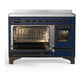 ILVE Majestic III 48-Inch Induction Range with 6 Induction Elements, 5.02 cu. ft. Oven, Mightnight Blue with Burnished Trim, Triple Glass Door, UMIB48NR3MBB