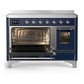 ILVE Majestic III 48-Inch Induction Range with 6 Induction Elements, 5.02 cu. ft. Oven, Mightnight Blue with Chrome Trim, Triple Glass Door, UMIB48NR3MBC