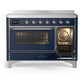 ILVE Majestic III 48-Inch Induction Range with 6 Induction Elements, 5.02 cu. ft. Oven, Mightnight Blue with Chrome Trim, Triple Glass Door, UMIB48NR3MBC