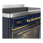 ILVE Majestic III 48-Inch Induction Range with 6 Induction Elements, 5.02 cu. ft. Oven, Mightnight Blue with Brass Trim, Triple Glass Door, UMIB48NR3MBG
