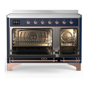 ILVE Majestic III 48-Inch Induction Range with 6 Induction Elements, 5.02 cu. ft. Oven, Mightnight Blue with Copper Trim, Triple Glass Door, UMIB48NR3MBP
