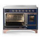 ILVE Majestic III 48-Inch Induction Range with 6 Induction Elements, 5.02 cu. ft. Oven, Mightnight Blue with Copper Trim, Triple Glass Door, UMIB48NR3MBP