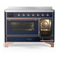 ILVE Majestic III 48-Inch Induction Range with 6 Induction Elements, 5.02 cu. ft. Oven, Mightnight Blue with Copper Trim, Triple Glass Door, UMIB48NR3MBP