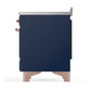 ILVE Majestic III 48-Inch Induction Range with 6 Induction Elements, 5.02 cu. ft. Oven, Mightnight Blue with Copper Trim, Triple Glass Door, UMIB48NR3MBP