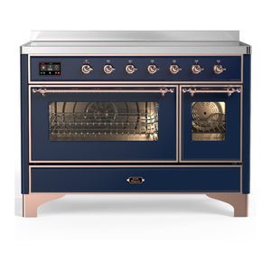 ILVE Majestic III 48-Inch Induction Range with 6 Induction Elements, 5.02 cu. ft. Oven, Mightnight Blue with Copper Trim, Triple Glass Door, UMIB48NR3MBP