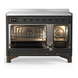 ILVE Majestic III 48-Inch Induction Range with 6 Induction Elements, 5.02 cu. ft. Oven, Matte Graphite with Burnished Trim, Triple Glass Door, UMIB48NR3MGB