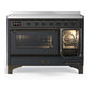 ILVE Majestic III 48-Inch Induction Range with 6 Induction Elements, 5.02 cu. ft. Oven, Matte Graphite with Burnished Trim, Triple Glass Door, UMIB48NR3MGB