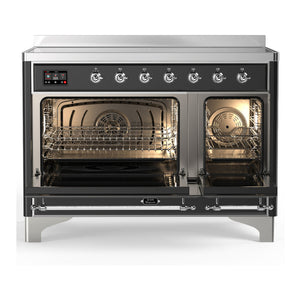 ILVE Majestic III 48-Inch Induction Range with 6 Induction Elements, 5.02 cu. ft. Oven, Matte Graphite with Chrome Trim, Triple Glass Door, UMIB48NR3MGC