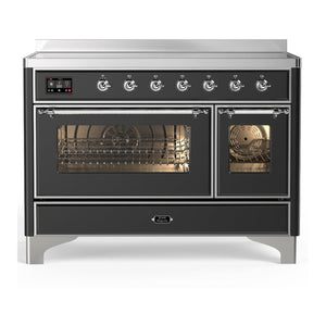 ILVE Majestic III 48-Inch Induction Range with 6 Induction Elements, 5.02 cu. ft. Oven, Matte Graphite with Chrome Trim, Triple Glass Door, UMIB48NR3MGC