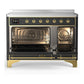 ILVE Majestic III 48-Inch Induction Range with 6 Induction Elements, 5.02 cu. ft. Oven, Matte Graphite with Brass Trim, Triple Glass Door, UMIB48NR3MGG