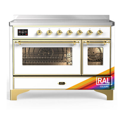 ILVE Majestic III 48-Inch Induction Range with 6 Induction Elements, 5.02 cu. ft. Oven, RAL with Brass Trim, Triple Glass Door, UMIB48NR3RAG