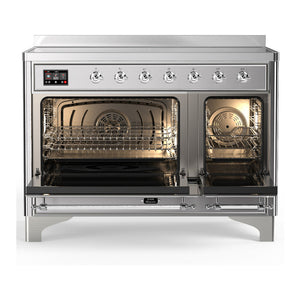 ILVE Majestic III 48-Inch Induction Range with 6 Induction Elements, 5.02 cu. ft. Oven, Stainless Steel with Chrome Trim, Triple Glass Door, UMIB48NR3SSC