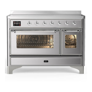 ILVE Majestic III 48-Inch Induction Range with 6 Induction Elements, 5.02 cu. ft. Oven, Stainless Steel with Chrome Trim, Triple Glass Door, UMIB48NR3SSC