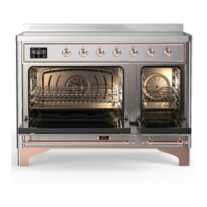 ILVE Majestic III 48-Inch Induction Range with 6 Induction Elements, 5.02 cu. ft. Oven, Stainless Steel with Copper Trim, Triple Glass Door, UMIB48NR3SSP