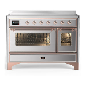 ILVE Majestic III 48-Inch Induction Range with 6 Induction Elements, 5.02 cu. ft. Oven, Stainless Steel with Copper Trim, Triple Glass Door, UMIB48NR3SSP