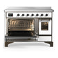 ILVE Majestic III 48-Inch Induction Range with 6 Induction Elements, 5.02 cu. ft. Oven, White with Burnished Trim, Triple Glass Door, UMIB48NR3WHB