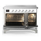 ILVE Majestic III 48-Inch Induction Range with 6 Induction Elements, 5.02 cu. ft. Oven, White with Chrome Trim, Triple Glass Door, UMIB48NR3WHC