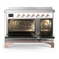 ILVE Majestic III 48-Inch Induction Range with 6 Induction Elements, 5.02 cu. ft. Oven, White with Copper Trim, Triple Glass Door, UMIB48NR3WHP