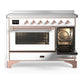 ILVE Majestic III 48-Inch Induction Range with 6 Induction Elements, 5.02 cu. ft. Oven, White with Copper Trim, Triple Glass Door, UMIB48NR3WHP