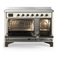 ILVE Majestic III 48-Inch Induction Range with 6 Induction Elements, 5.02 cu. ft. Oven, Antique White with Burnished Trim, Solid Door, UMIB48QNR3AWB