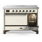 ILVE Majestic III 48-Inch Induction Range with 6 Induction Elements, 5.02 cu. ft. Oven, Antique White with Burnished Trim, Solid Door, UMIB48QNR3AWB