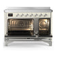 ILVE Majestic III 48-Inch Induction Range with 6 Induction Elements, 5.02 cu. ft. Oven, Antique White with Chrome Trim, Solid Door, UMIB48QNR3AWC