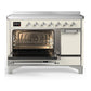 ILVE Majestic III 48-Inch Induction Range with 6 Induction Elements, 5.02 cu. ft. Oven, Antique White with Chrome Trim, Solid Door, UMIB48QNR3AWC