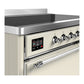 ILVE Majestic III 48-Inch Induction Range with 6 Induction Elements, 5.02 cu. ft. Oven, Antique White with Chrome Trim, Solid Door, UMIB48QNR3AWC