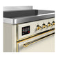 ILVE Majestic III 48-Inch Induction Range with 6 Induction Elements, 5.02 cu. ft. Oven, Antique White with Brass Trim, Solid Door, UMIB48QNR3AWG