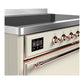 ILVE Majestic III 48-Inch Induction Range with 6 Induction Elements, 5.02 cu. ft. Oven, Antique White with Copper Trim, Solid Door, UMIB48QNR3AWP