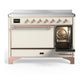 ILVE Majestic III 48-Inch Induction Range with 6 Induction Elements, 5.02 cu. ft. Oven, Antique White with Copper Trim, Solid Door, UMIB48QNR3AWP