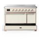 ILVE Majestic III 48-Inch Induction Range with 6 Induction Elements, 5.02 cu. ft. Oven, Antique White with Copper Trim, Solid Door, UMIB48QNR3AWP