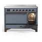 ILVE Majestic III 48-Inch Induction Range with 6 Induction Elements, 5.02 cu. ft. Oven, Blue Grey with Burnished Trim, Solid Door, UMIB48QNR3BGB