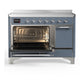 ILVE Majestic III 48-Inch Induction Range with 6 Induction Elements, 5.02 cu. ft. Oven, Blue Grey with Chrome Trim, Solid Door, UMIB48QNR3BGC