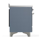 ILVE Majestic III 48-Inch Induction Range with 6 Induction Elements, 5.02 cu. ft. Oven, Blue Grey with Chrome Trim, Solid Door, UMIB48QNR3BGC