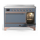 ILVE Majestic III 48-Inch Induction Range with 6 Induction Elements, 5.02 cu. ft. Oven, Blue Grey with Copper Trim, Solid Door, UMIB48QNR3BGP