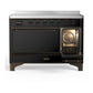ILVE Majestic III 48-Inch Induction Range with 6 Induction Elements, 5.02 cu. ft. Oven, Glossy Black with Burnished Trim, Solid Door, UMIB48QNR3BKB