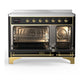 ILVE Majestic III 48-Inch Induction Range with 6 Induction Elements, 5.02 cu. ft. Oven, Glossy Black with Brass Trim, Solid Door, UMIB48QNR3BKG