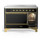 ILVE Majestic III 48-Inch Induction Range with 6 Induction Elements, 5.02 cu. ft. Oven, Glossy Black with Brass Trim, Solid Door, UMIB48QNR3BKG