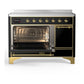 ILVE Majestic III 48-Inch Induction Range with 6 Induction Elements, 5.02 cu. ft. Oven, Glossy Black with Brass Trim, Solid Door, UMIB48QNR3BKG