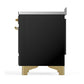 ILVE Majestic III 48-Inch Induction Range with 6 Induction Elements, 5.02 cu. ft. Oven, Glossy Black with Brass Trim, Solid Door, UMIB48QNR3BKG