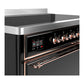 ILVE Majestic III 48-Inch Induction Range with 6 Induction Elements, 5.02 cu. ft. Oven, Glossy Black with Copper Trim, Solid Door, UMIB48QNR3BKP