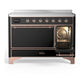 ILVE Majestic III 48-Inch Induction Range with 6 Induction Elements, 5.02 cu. ft. Oven, Glossy Black with Copper Trim, Solid Door, UMIB48QNR3BKP
